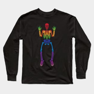 Spooky Rainbow Skeleton Long Sleeve T-Shirt